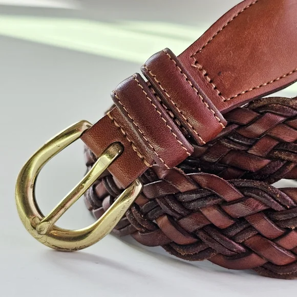 Vintage COACH Brown Belt 3850 British Tan Woven Leather